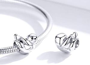 China Bracelets BISAER 925 Sterling Silver Charms Cat Dog Sloth Butterfly Fairy Heart Dangle factory