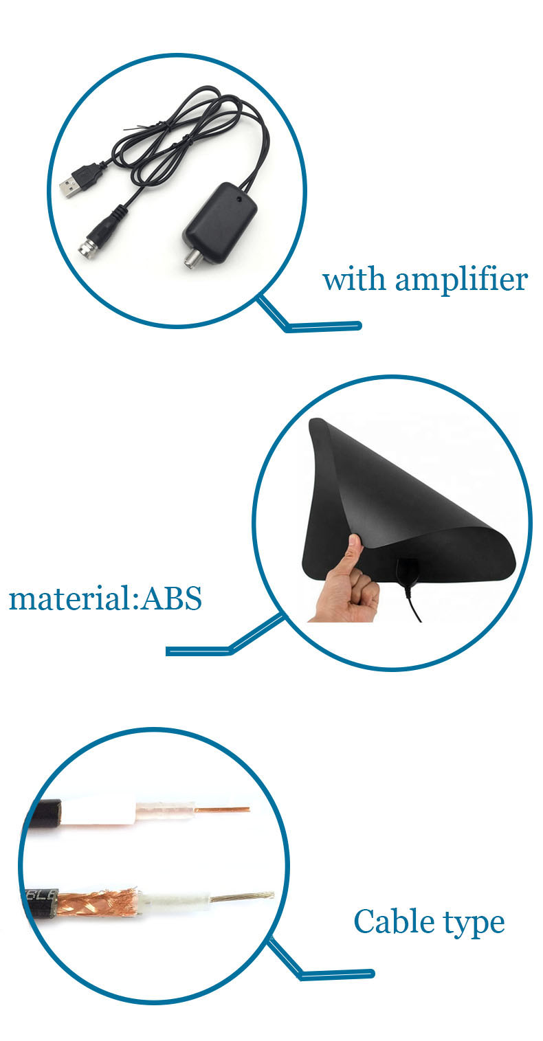 HD UHF Digital TV Antenna with Booster Amplifier and Connect Type F Male/IEC Male