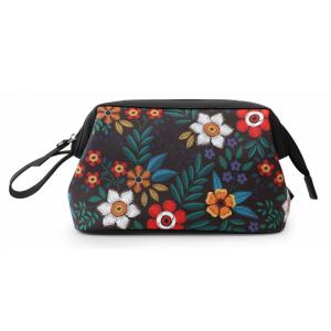 China Vintage Floral Printed 220mm Length PU Cosmetic Bag factory