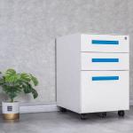 Metal Office Furniture 3 Drawers Saving Space Under Desk Movable Cabinet