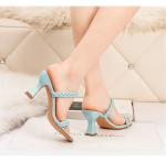 2035-2 Fashion Open-Toed Sandals With A Thin Strip, Sexy High Heels, Thick Heels