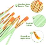 Wooden Handle 100 Packs 10 Pcs Artist Brushes Set For Acrylic And Oil Painting