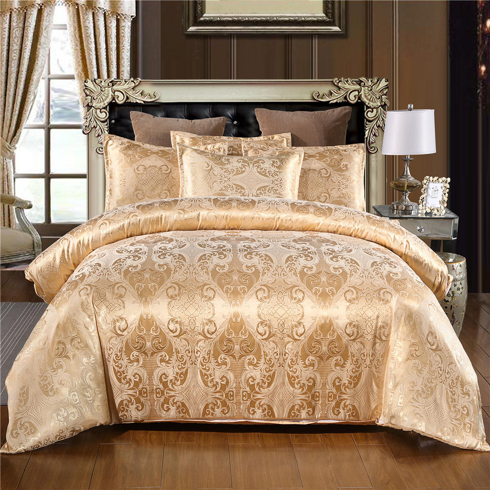 National Standards Color Fastness Grade Satin Silk Hotel Bedding Sets in European Style