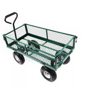 China 660 Lbs Heavy Duty Utility Steel Mesh Yard Garden Cart Wagon for Qingdao Port Loading factory