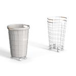 Round Iron Metal Laundry Cart With Wheels And Bamboo Handle Big Capacity