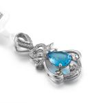 2.05g 925 Silver Gemstone Pendant Necklace Charms Oval Blue Sapphire