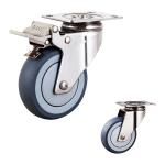 4 Inch 304SS Soft TPR Double Brake Medium Duty Stainless Steel Castor Wheels