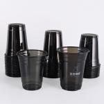 Custom Logo Printed Transparent PET Plastic Cups Black For Drinking Coffee
