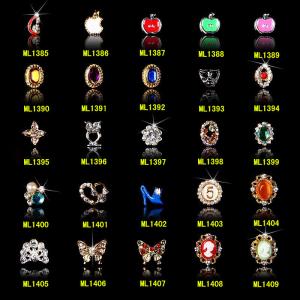 China Silver Gold strass 3d Nail Art Alloy Crystal Rhinestones Stickers nail salon ML1385-1409 factory