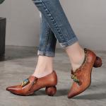 S157 Factory retro art handmade leather pointed high heels fashion wild autumn