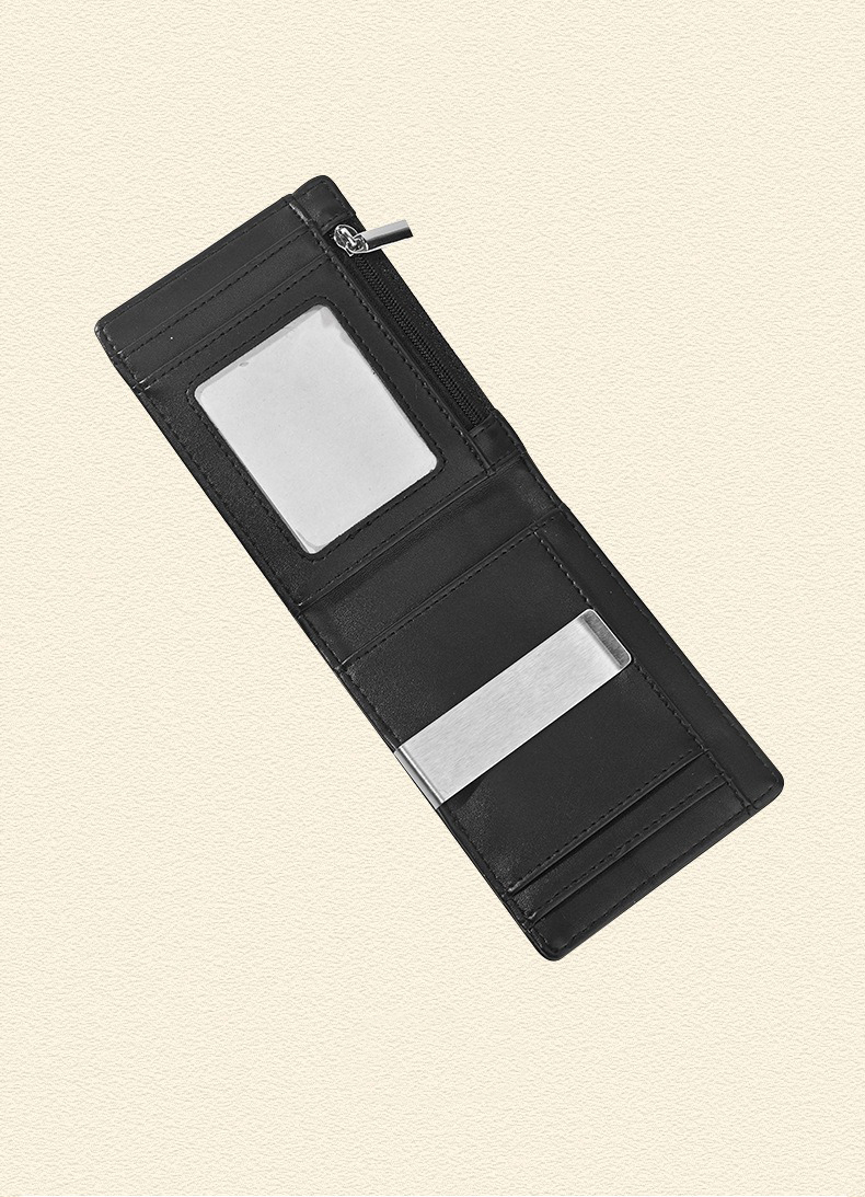 Short Genuine Leather Wallets Mens RFID Blocking Money Clips Wallet Short Wallet Length