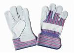 Heavy Duty Leather Safety Gloves Stripe Cotton Fabric Material CE Approved