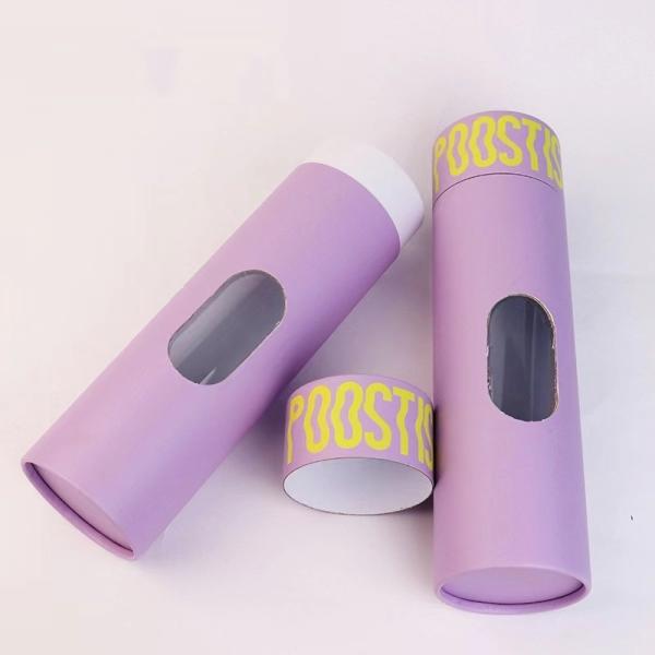 Customized Logo and Eco Friendly Clothing Paper Tube Packaging with Window Foil Stamp Surface Treat