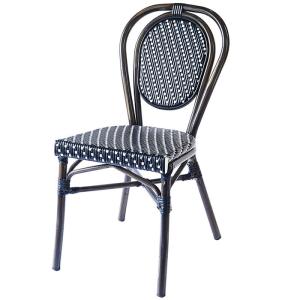 China 1.5mm Thick Aluminium Tube Black Bistro Dining Chairs factory