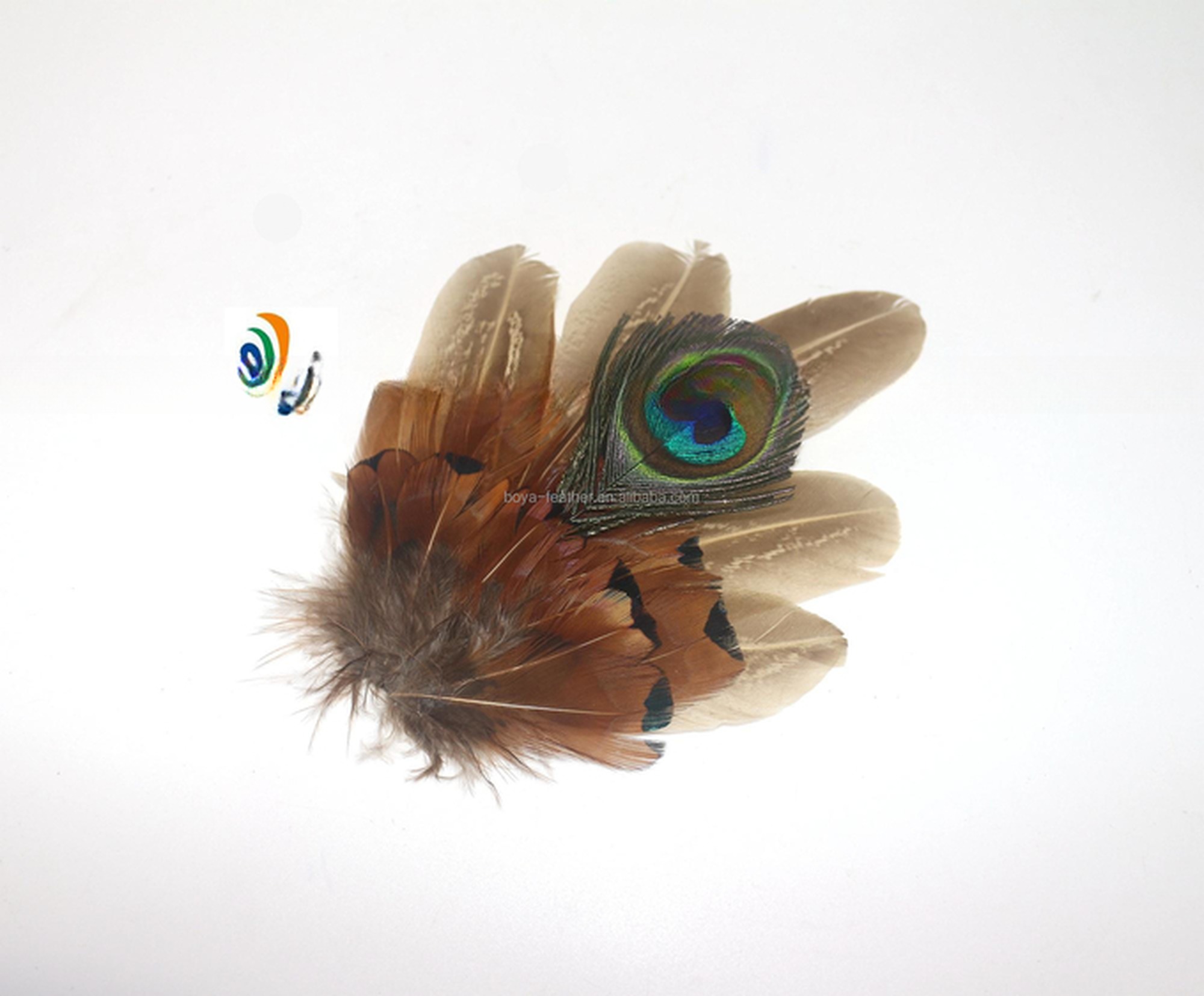 Exquisite Dyed Peacock And Pheasant Feather Hat Pin 5x10Cm Party Supplies