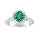 Plated Natural Freshwater Round Cut Pearl Green Emerald Vintage Engagement Ring
