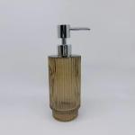Chili And Brown Glass Bathroom Accessories Round Shape With Ribbed Vertical