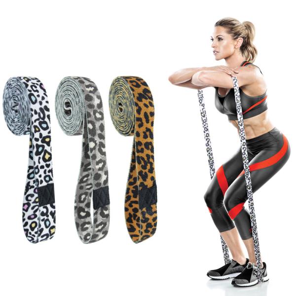 Leopard Print Workout Exercise Booty 208cm Resistance Bands Set For Pilates