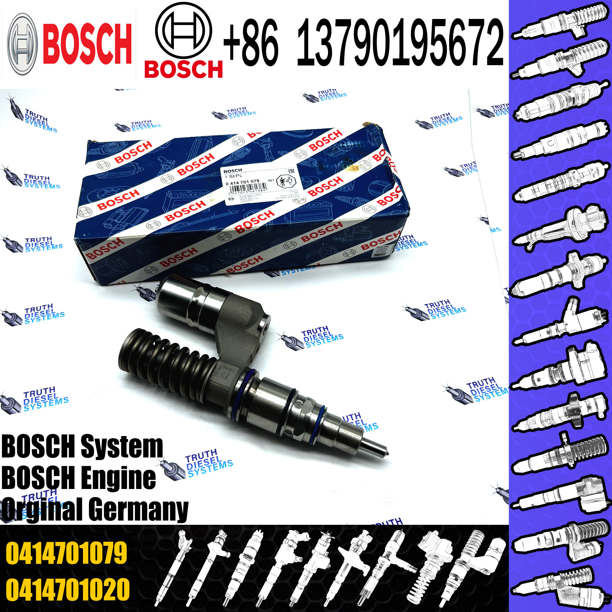 New Common Rail Fuel Injector Assembly 0414701063 0414701078 0414701079 For SCANIA R500 1548472 1766553 1539350