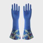 Flocklined Extra Long Sleeve Rubber Gloves Natural Latex Durable Waterproof