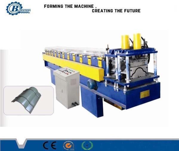 China 0.3 - 0.7mm Tile Roof Ridge Cap Roll Forming Machine , Roofing Sheet Making Machine factory