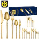 Stainless Steel Cutlery Set 20 Piece Small Waist Hammer Pattern Stainless Steel