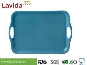 China Pinic BBQ Disposable Latest Design Bamboo fibre Tray with carring side handles Navy Blue Natural Plant Fibre Tray Set factory
