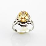 White Gold Plated 925 Silver Jewelry 8mmx10mm Oval Pink Cubic Zircon Ring(R0076)