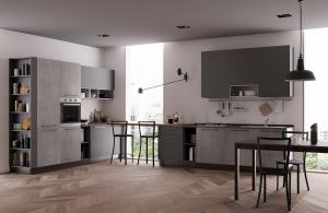 China Customized L Shaped Kitchen Cabinets Industrial Style Tailored Kitchen Set factory