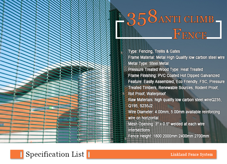 Cheap plastic metal anti climb 358 security fence