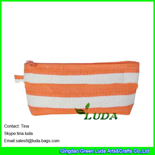 China LUDA striped paper cloth cheap purses lady straw evening handbags factory