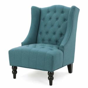 China Tall Wingback Fabric Accent Chair Perfect For Living Room Dark Teal Solid Back factory