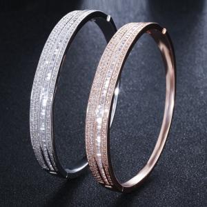 China Fashion White Round Zircon Bracelet For Women Shiny CZ Crystal Adjustable Chain Bracelet Female Bridal Wedding Jewelry factory
