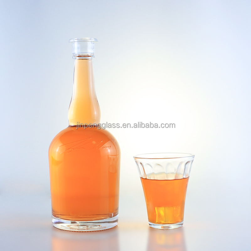 Tequila Rum Champagne Brandy Whisky Glass Bottle with Long Neck and Decal Surface