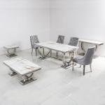 Luxury 180x90x75cm SS Steel Furniture Dining table With 20mm Marble Top
