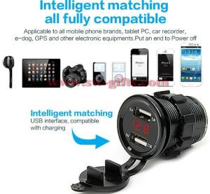 China Universal Car Charger USB Vehicle DC12V-32V Waterproof Dual USB Charger 2 Port Power Socket 5V 2.1A/1A High Quality factory