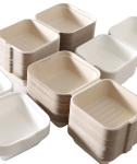 Eco-friendly Pulp Burger Box Clamshell Tableware Set Bagasse Takeaway Box