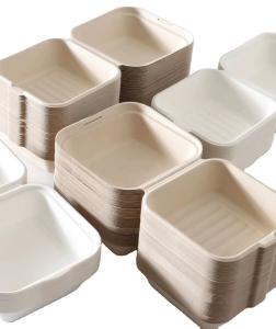 China Eco-friendly Pulp Burger Box Clamshell Tableware Set Bagasse Takeaway Box Biodegradable Food Packing Container factory