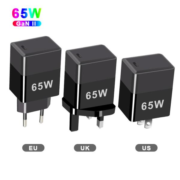 Short Circuit Protection 65W GaN Charger with QC4.0 PD and USB C Ports EU/US/UK