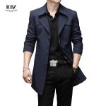 Men's Jackets Fashion Windproof Casual Slim Fit Windbreaker Long Coat With Suit