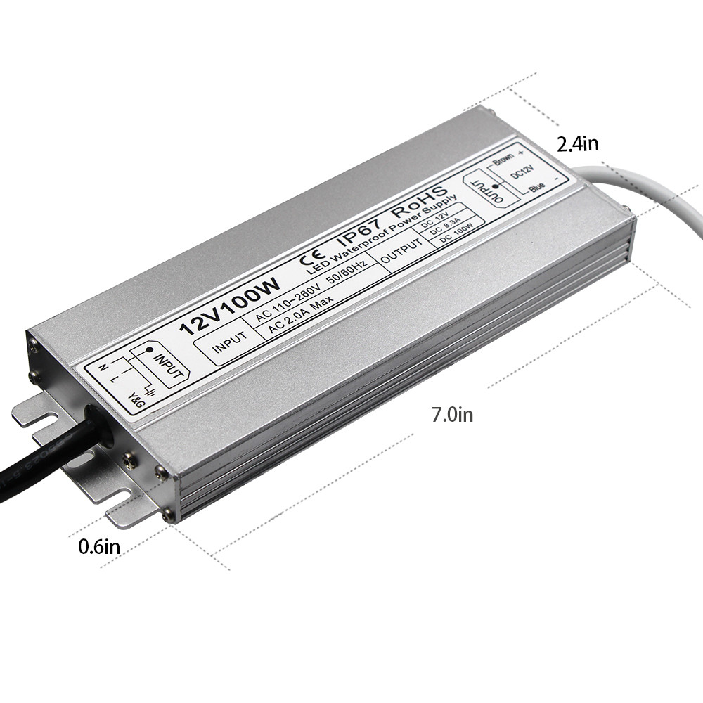 24v 100w Slim waterproof power supply IP67 LED transformer Adapter for LED Light