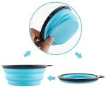 TPE Outdoor Dog Collapsible Bowl Green And Blue For Traveling And Hiking