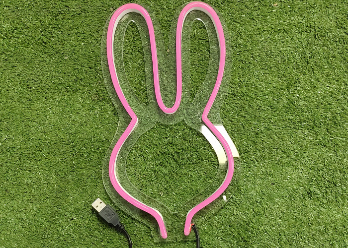 Pink Rabbit Neon Signs with stand & USB for Christmas gift For Child