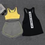 Sport Wear Three Piece Yoga Set Sport Shirt for Women Sports bra Fitness Flare
