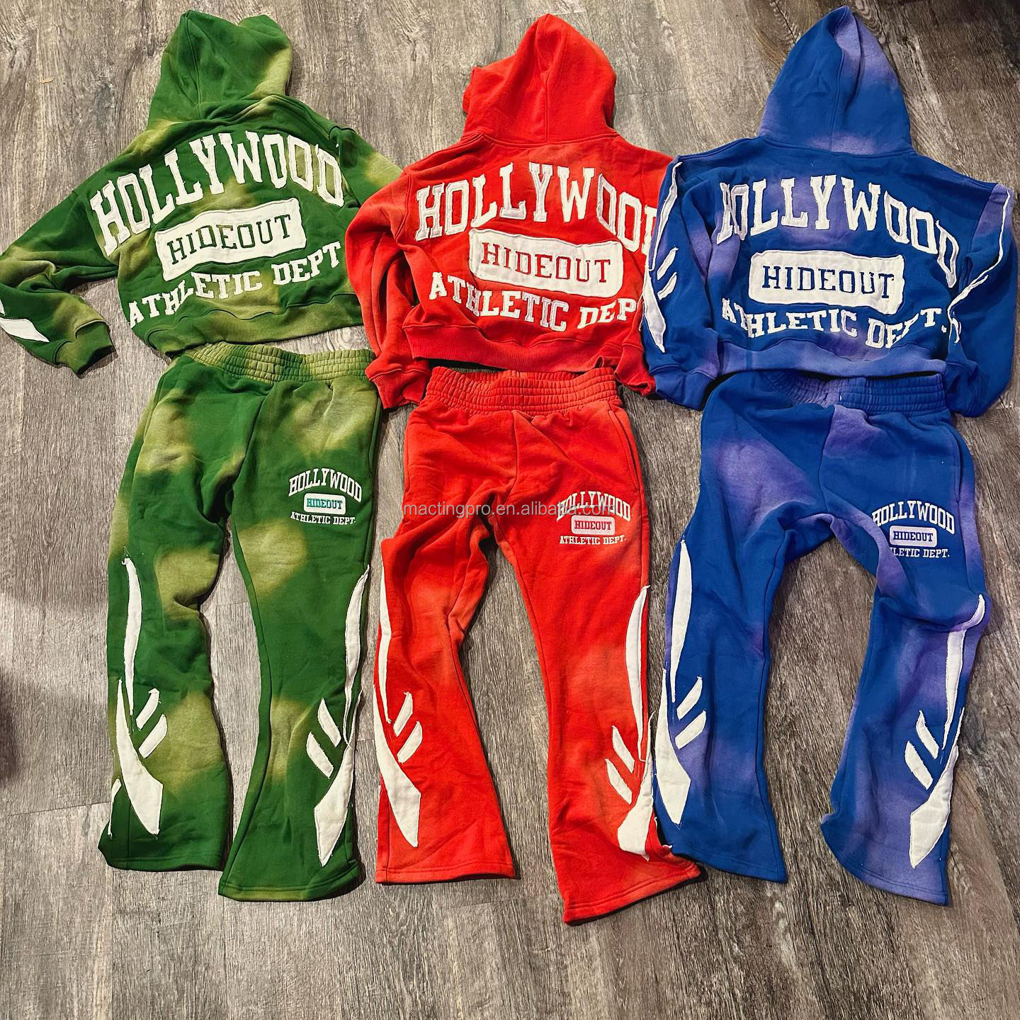 Gender-Neutral Men's Acid Wash Zipper Tracksuit 2 Piece Set with Hoodies and Sweatpants
