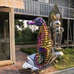 200cm Outdoor Stainless Steel Sea Horse Sculpture PVD Coating