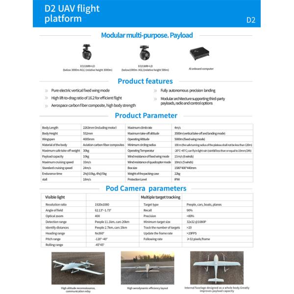 Commercial Heavy Lift Hybrid Long Range VTOL Fixed Wing Drone for Surveying and Inspection