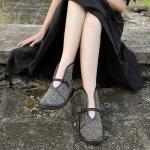 S189 Mori female hemp material simple ethnic style flat women's shoes disc