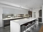 79in Dark Grey Modern Kitchen Cabinets Island With Cabinets And Seating Tall