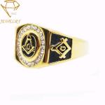 Deep Engraved 18K Gold Freemason Masonic Signet Ring